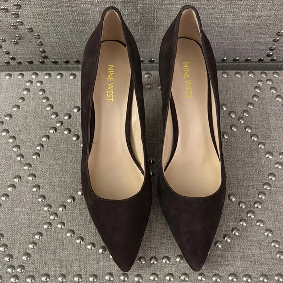 Nine West Margot Women's Kitten Heels Suede Brown Pumps - Picture 9 of 9